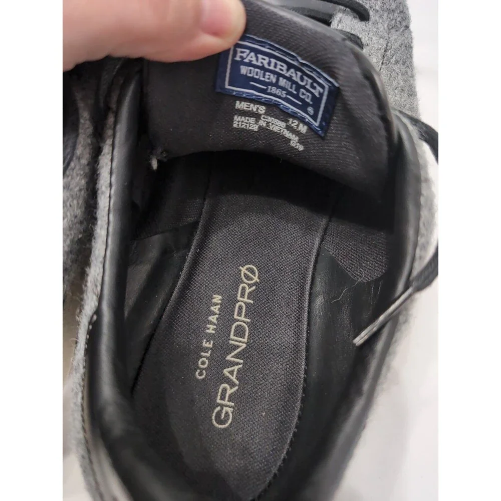 COLE HAAN MENS Size 12 M Grand Pro Sneakers Gray Wool SCUFF MARK see photo